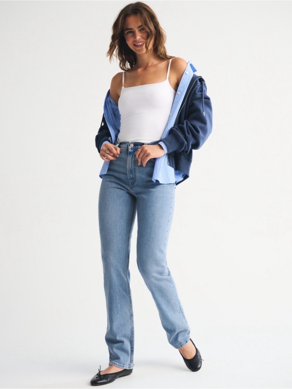 Abercrombie & Fitch Women's Straight Leg Jeans in Light Blue